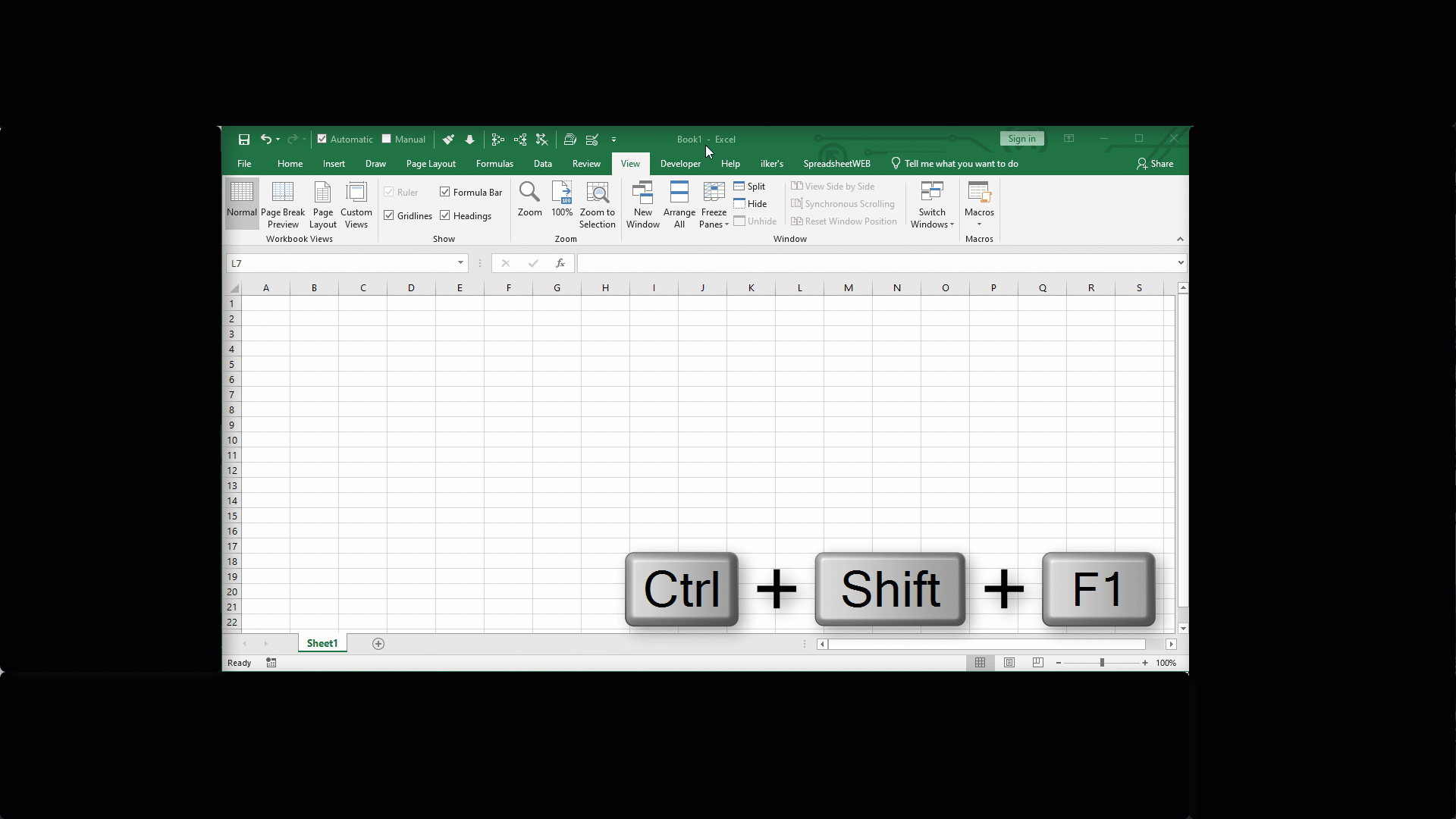 shortcut for switchign sheets on excel mac